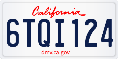 CA license plate 6TQI124