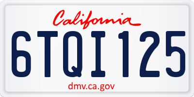 CA license plate 6TQI125