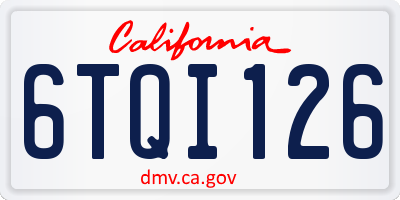 CA license plate 6TQI126