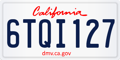 CA license plate 6TQI127