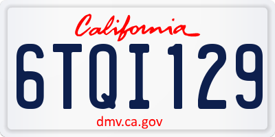 CA license plate 6TQI129