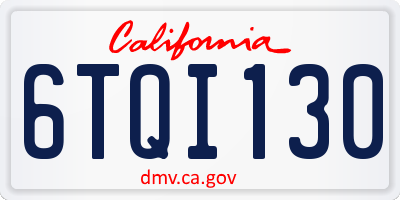 CA license plate 6TQI130