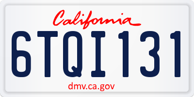 CA license plate 6TQI131