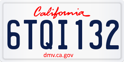 CA license plate 6TQI132