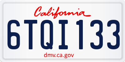 CA license plate 6TQI133