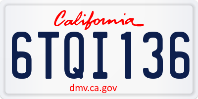 CA license plate 6TQI136