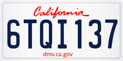 CA license plate 6TQI137