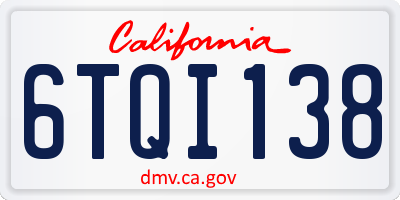 CA license plate 6TQI138