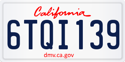 CA license plate 6TQI139