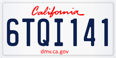 CA license plate 6TQI141