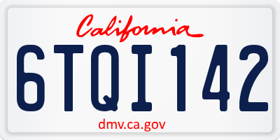 CA license plate 6TQI142