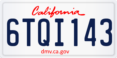 CA license plate 6TQI143