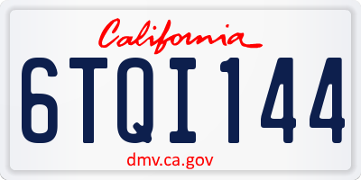 CA license plate 6TQI144