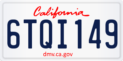 CA license plate 6TQI149