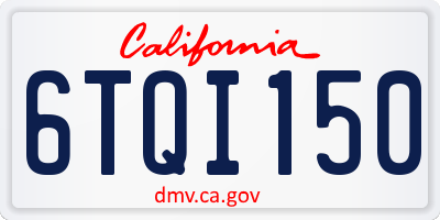 CA license plate 6TQI150