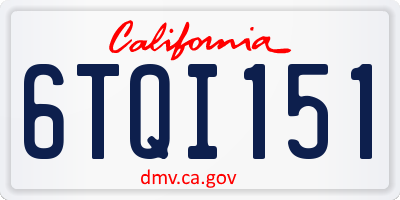 CA license plate 6TQI151