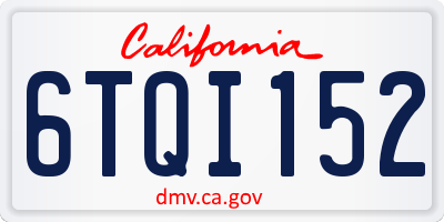 CA license plate 6TQI152