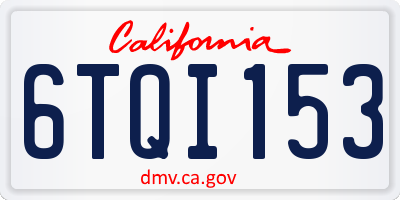 CA license plate 6TQI153