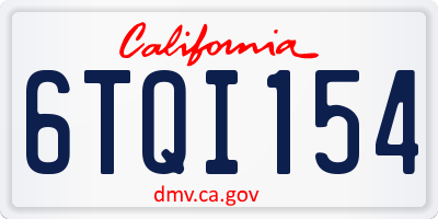 CA license plate 6TQI154