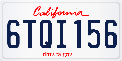 CA license plate 6TQI156