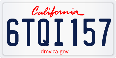 CA license plate 6TQI157