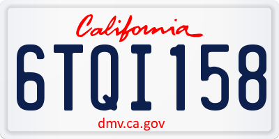 CA license plate 6TQI158