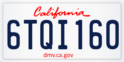 CA license plate 6TQI160