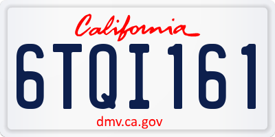 CA license plate 6TQI161