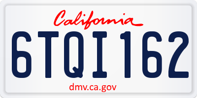 CA license plate 6TQI162