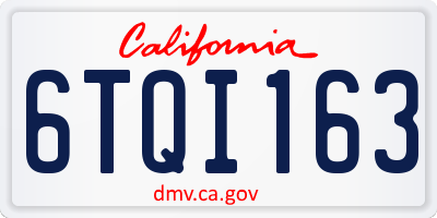 CA license plate 6TQI163