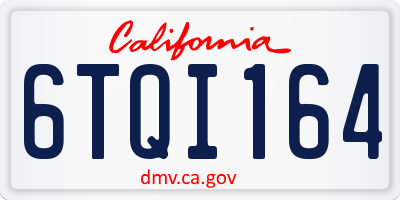 CA license plate 6TQI164