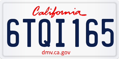 CA license plate 6TQI165