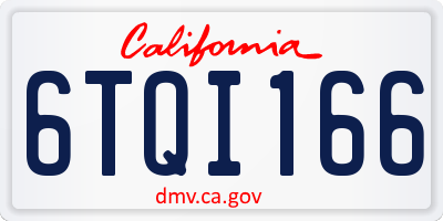 CA license plate 6TQI166