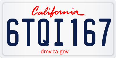 CA license plate 6TQI167