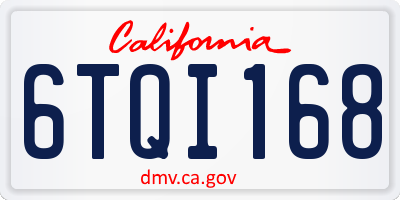 CA license plate 6TQI168