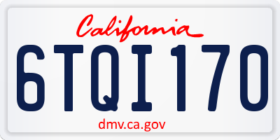 CA license plate 6TQI170