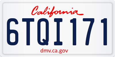 CA license plate 6TQI171