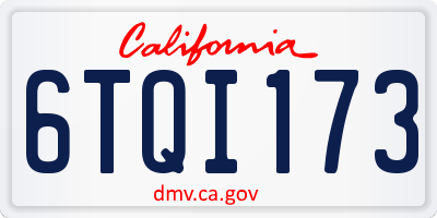 CA license plate 6TQI173