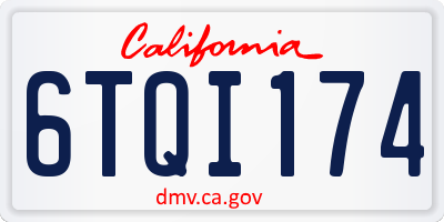 CA license plate 6TQI174