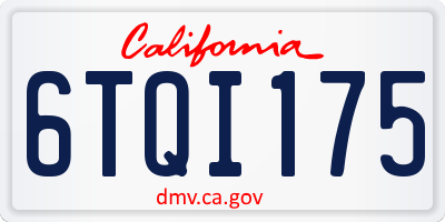 CA license plate 6TQI175