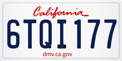 CA license plate 6TQI177