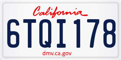 CA license plate 6TQI178