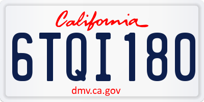 CA license plate 6TQI180