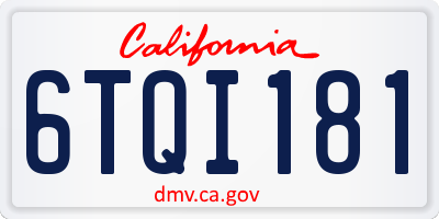 CA license plate 6TQI181