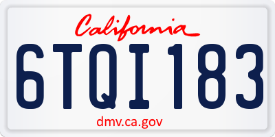 CA license plate 6TQI183