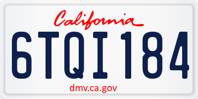 CA license plate 6TQI184