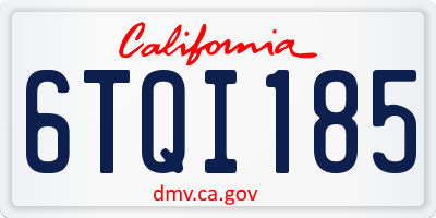 CA license plate 6TQI185