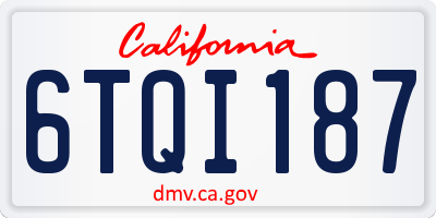 CA license plate 6TQI187