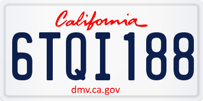 CA license plate 6TQI188