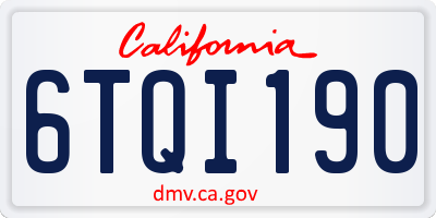 CA license plate 6TQI190